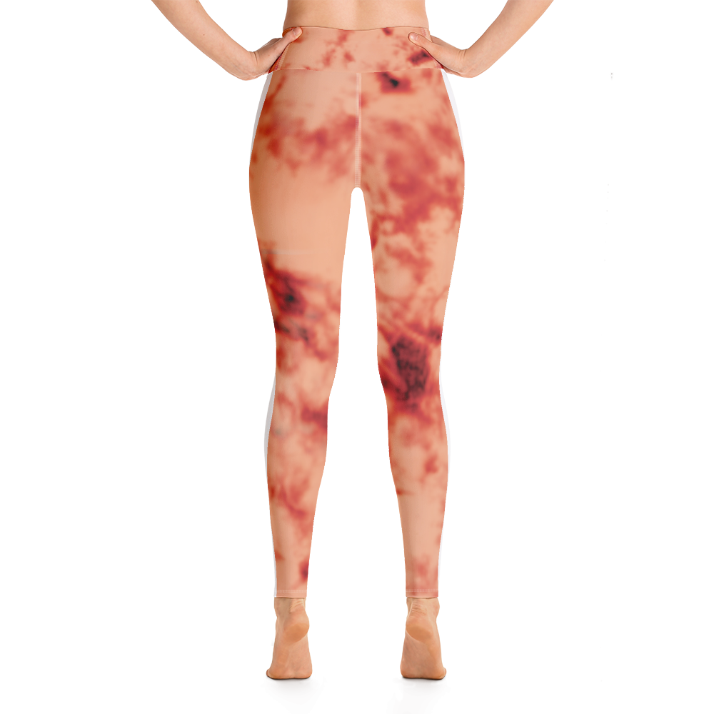 CRXWN | Royal Urban Resort | Trippy Drippy Bleach Acid Wash with Malibu Stripe Yoga Leggings 700 Sun Pink Meat