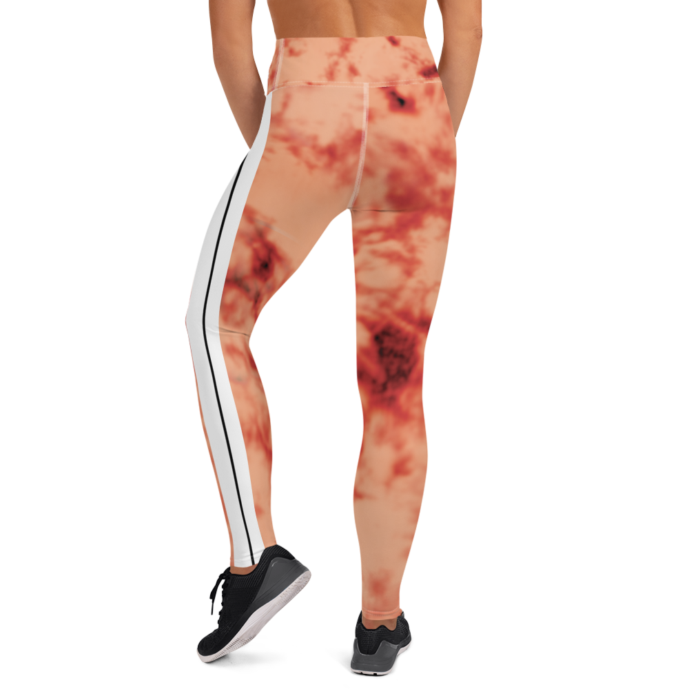 CRXWN | Royal Urban Resort | Trippy Drippy Bleach Acid Wash with Malibu Stripe Yoga Leggings 700 Sun Pink Meat