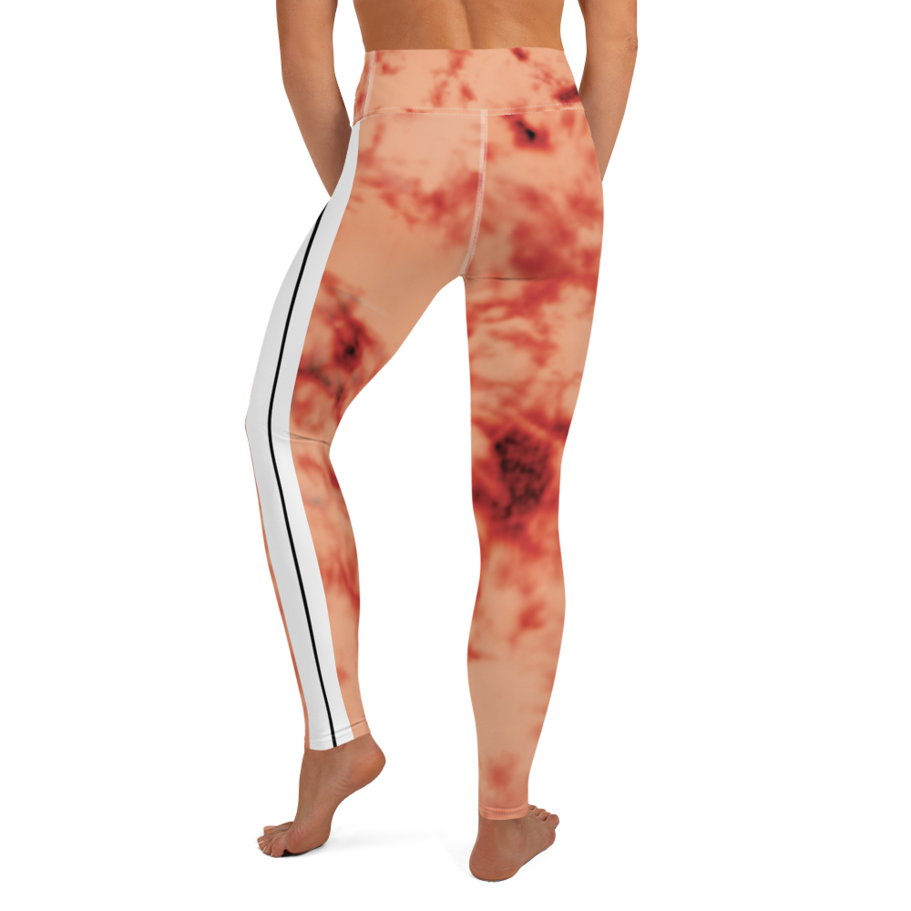 CRXWN | Royal Urban Resort | Trippy Drippy Bleach Acid Wash with Malibu Stripe Yoga Leggings 700 Sun Pink Meat