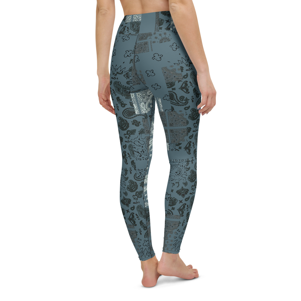 ROYAL ICONIC. | Patchwork Bandana Yoga Leggings Cool Metal Blue