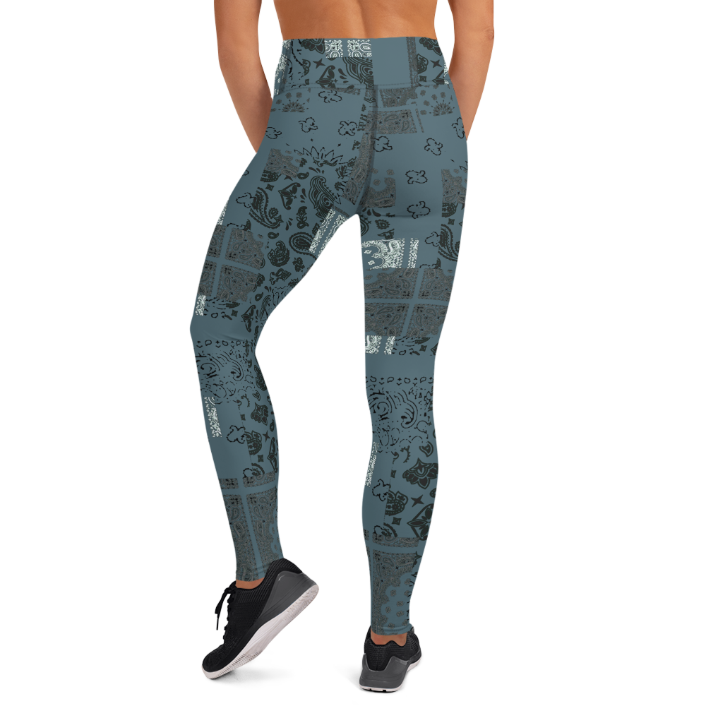 ROYAL ICONIC. | Patchwork Bandana Yoga Leggings Cool Metal Blue