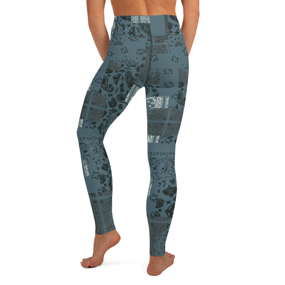ROYAL ICONIC. | Patchwork Bandana Yoga Leggings Cool Metal Blue