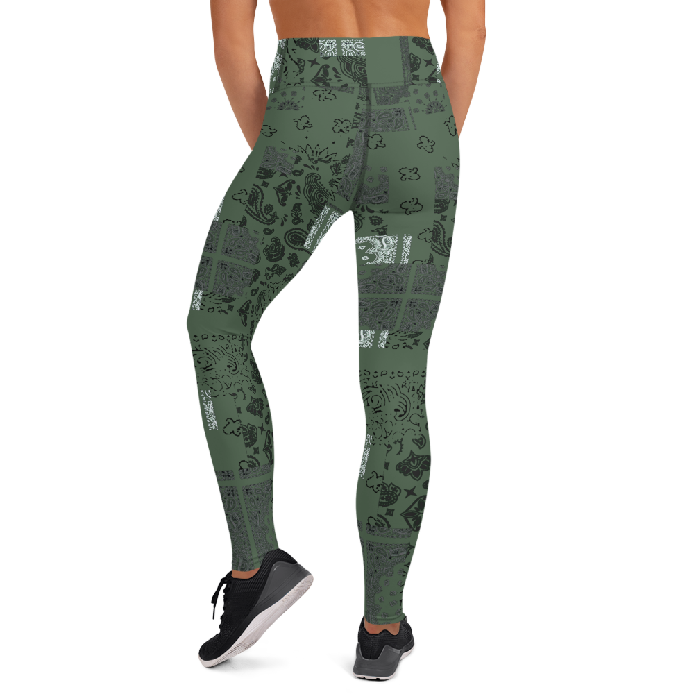ROYAL ICONIC. | Patchwork Bandana Yoga Leggings Martini Olive