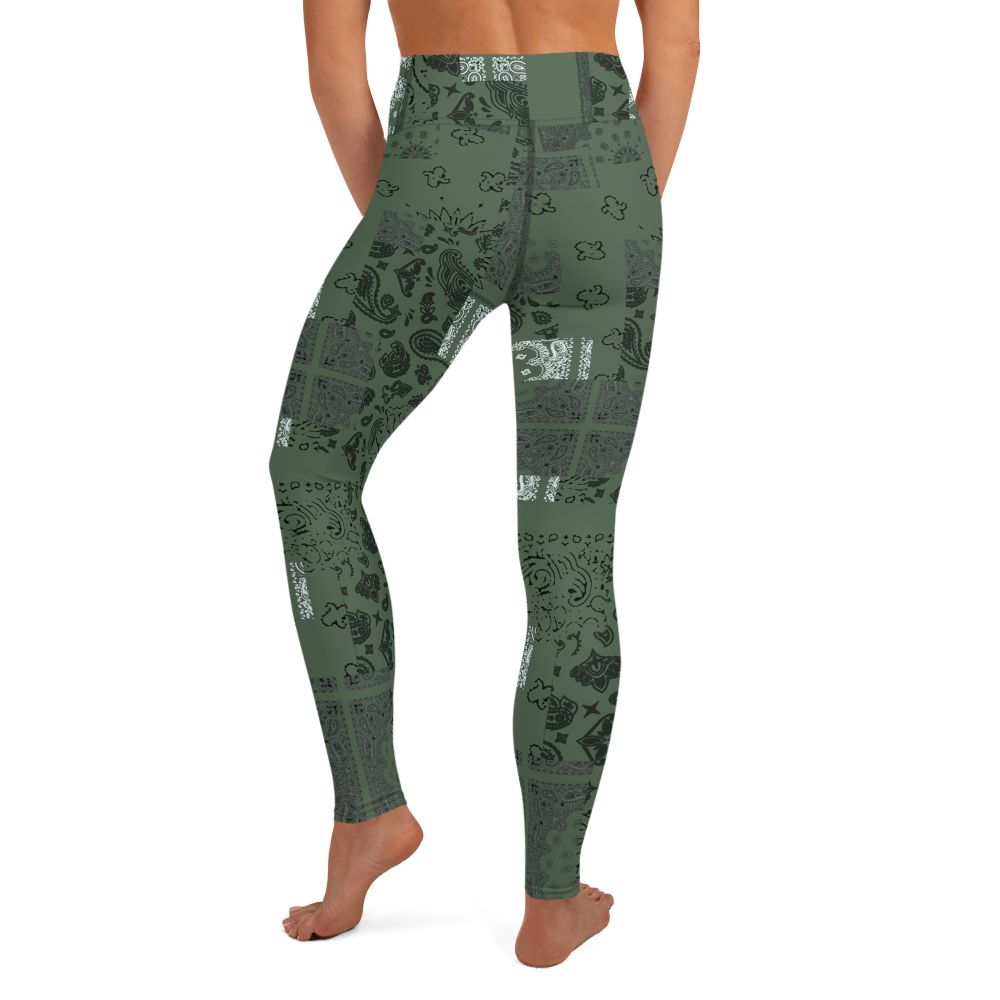 ROYAL ICONIC. | Patchwork Bandana Yoga Leggings Martini Olive