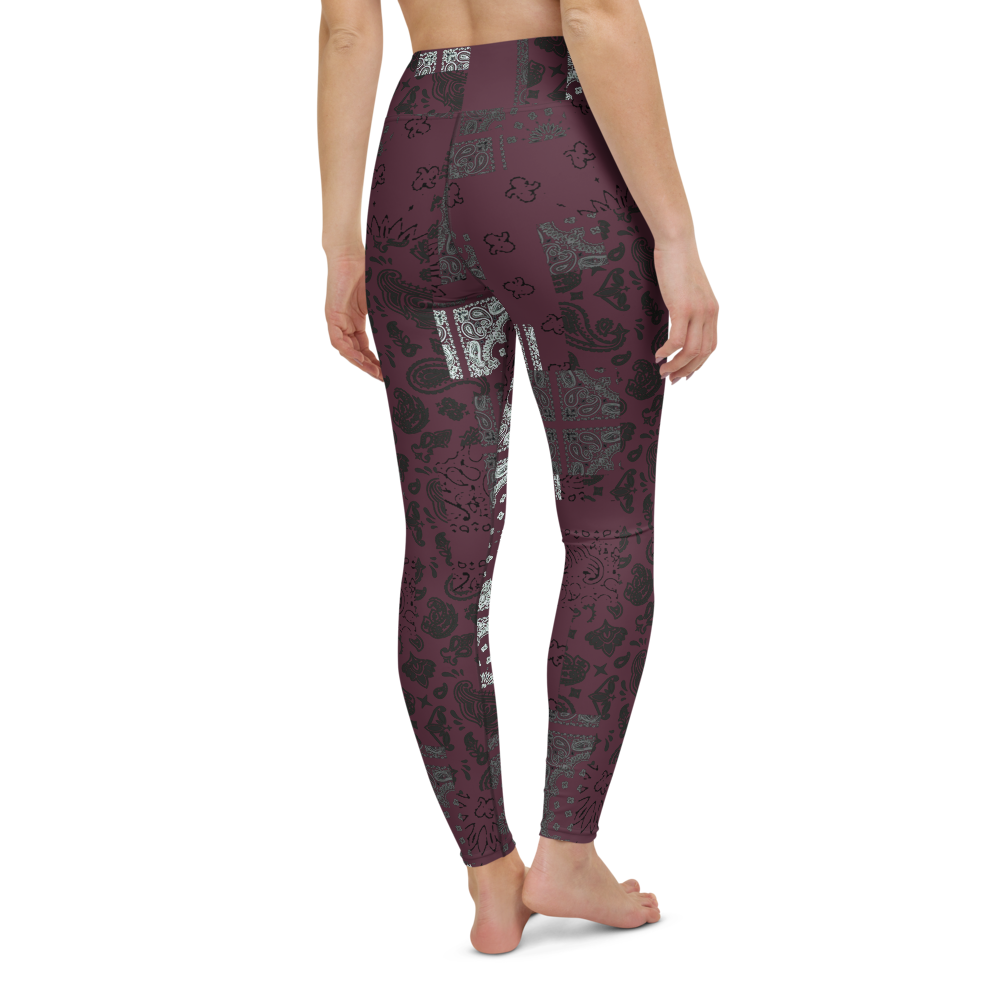 ROYAL ICONIC. | Patchwork Bandana Yoga Leggings Moscato Wine Burgundy