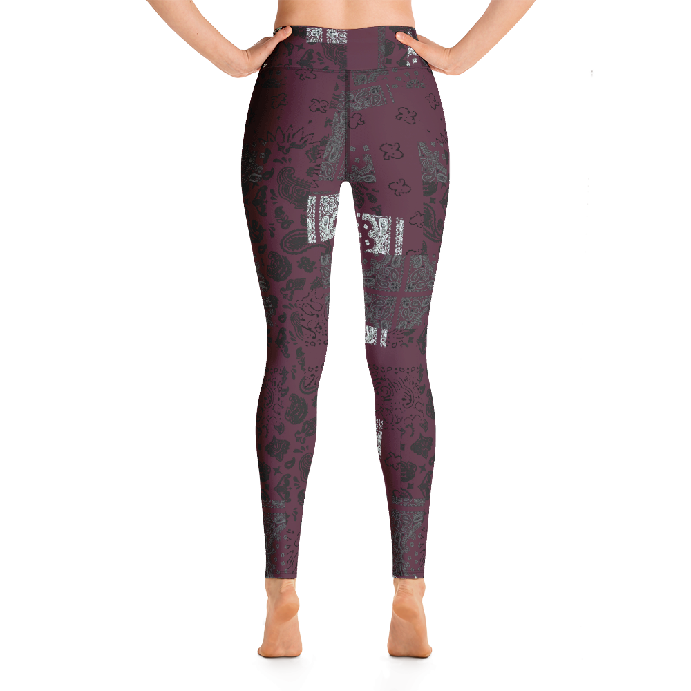 ROYAL ICONIC. | Patchwork Bandana Yoga Leggings Moscato Wine Burgundy