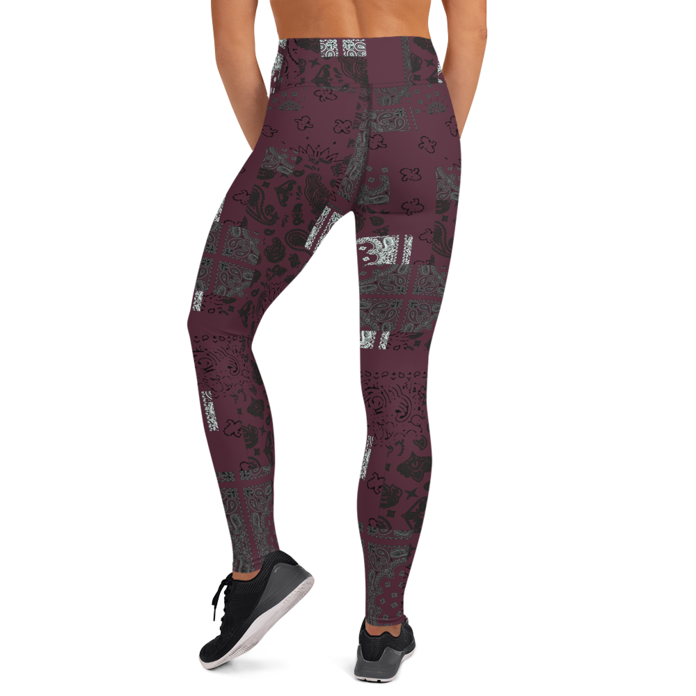 ROYAL ICONIC. | Patchwork Bandana Yoga Leggings Moscato Wine Burgundy