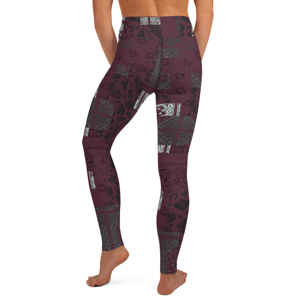 ROYAL ICONIC. | Patchwork Bandana Yoga Leggings Moscato Wine Burgundy