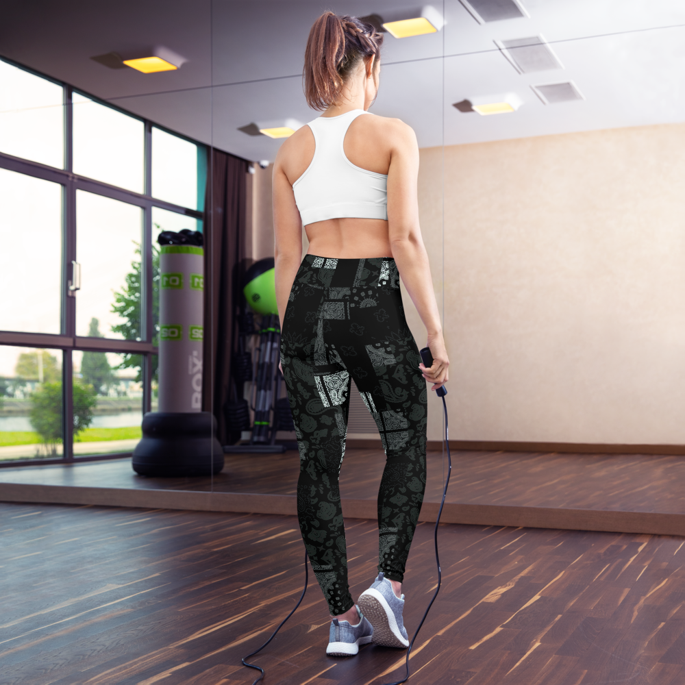 ROYAL ICONIC. | Patchwork Bandana Yoga Leggings Monochome Black N' White