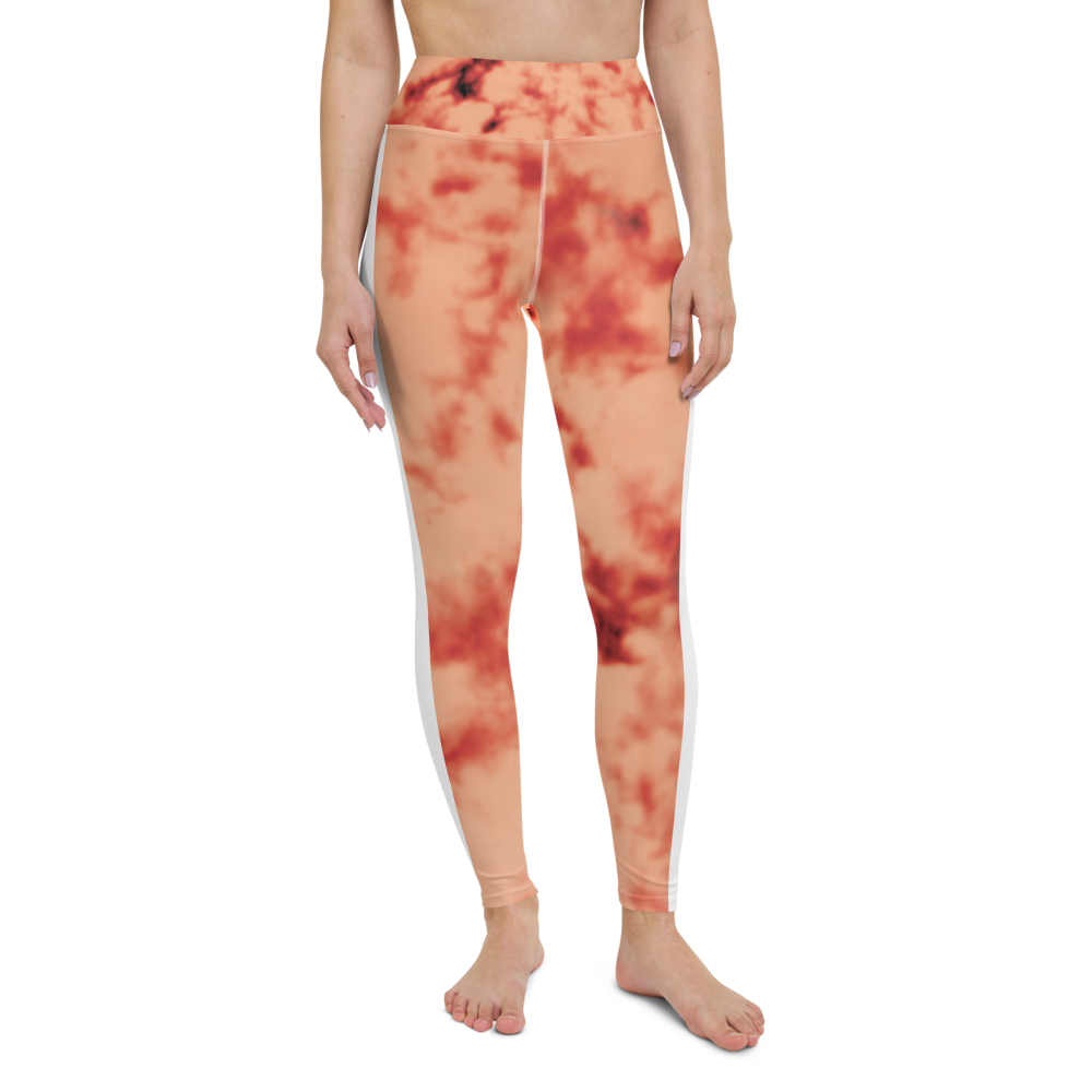 CRXWN | Royal Urban Resort | Trippy Drippy Bleach Acid Wash with Malibu Stripe Yoga Leggings 700 Sun Pink Meat