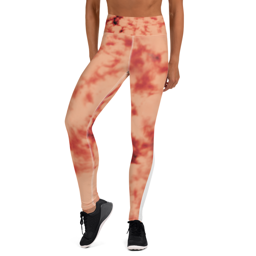 CRXWN | Royal Urban Resort | Trippy Drippy Bleach Acid Wash with Malibu Stripe Yoga Leggings 700 Sun Pink Meat