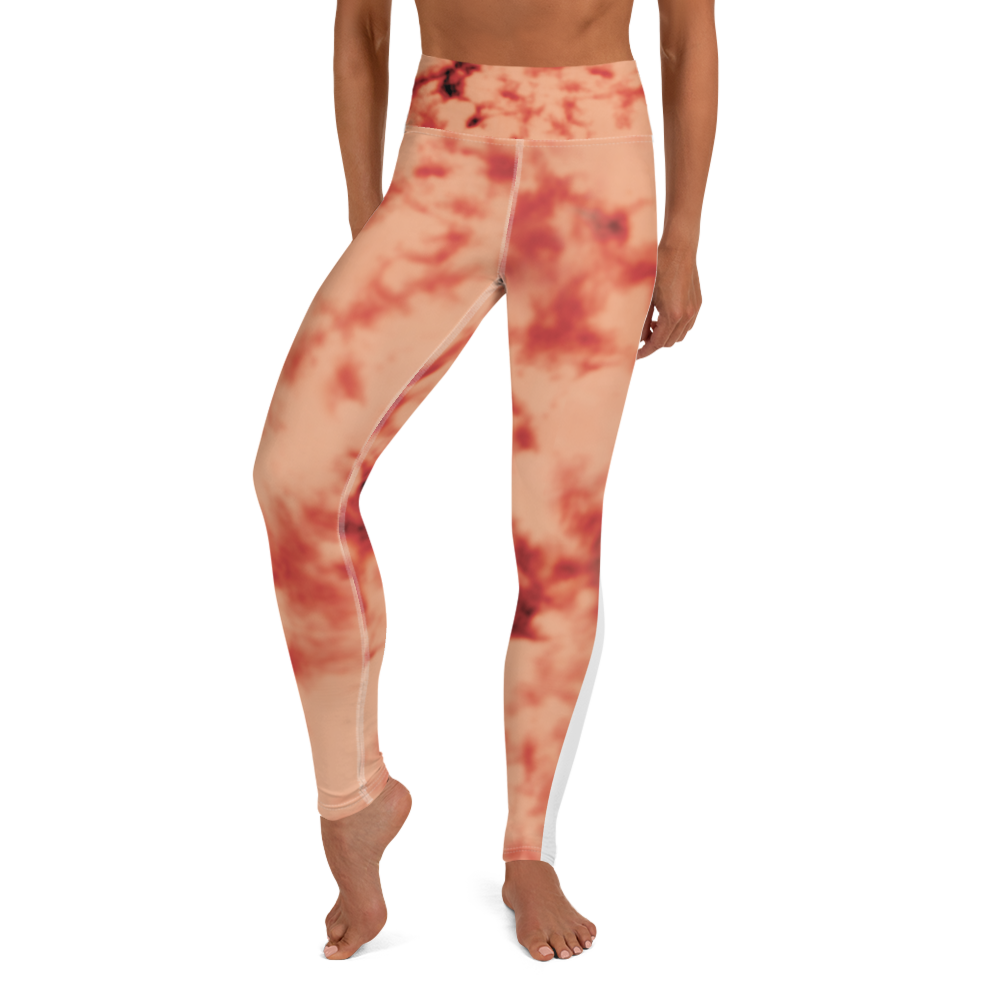 CRXWN | Royal Urban Resort | Trippy Drippy Bleach Acid Wash with Malibu Stripe Yoga Leggings 700 Sun Pink Meat
