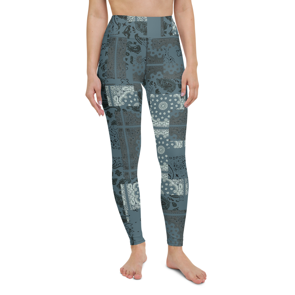 ROYAL ICONIC. | Patchwork Bandana Yoga Leggings Cool Metal Blue