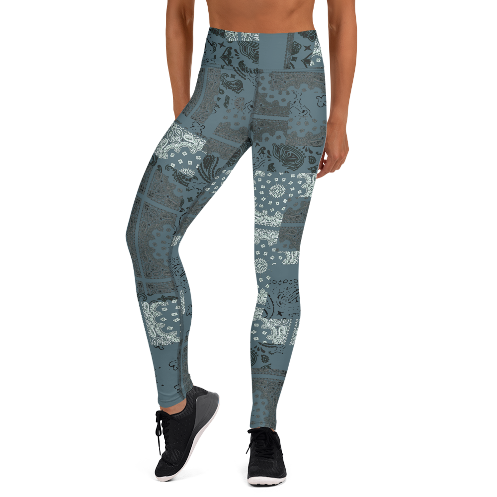 ROYAL ICONIC. | Patchwork Bandana Yoga Leggings Cool Metal Blue