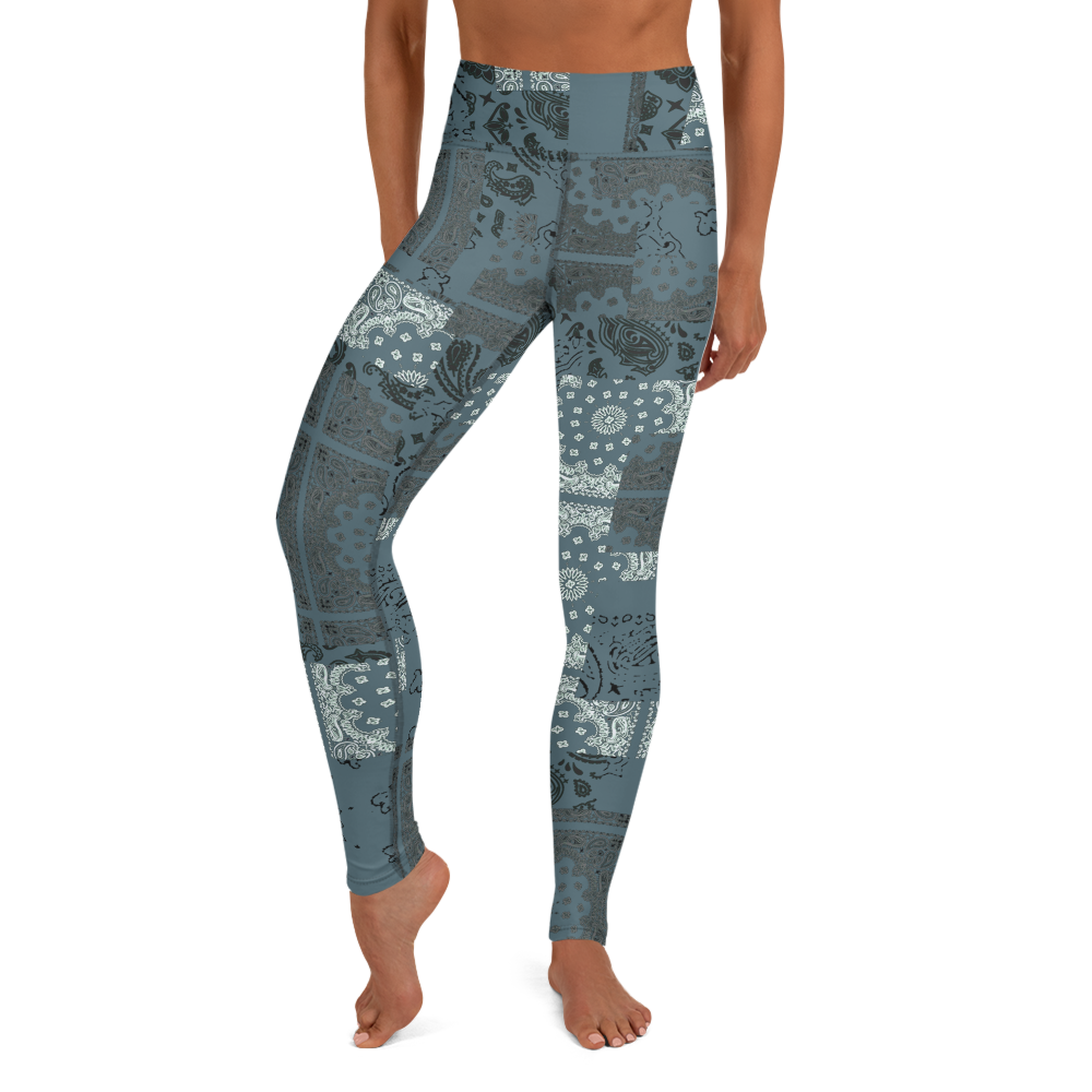 ROYAL ICONIC. | Patchwork Bandana Yoga Leggings Cool Metal Blue