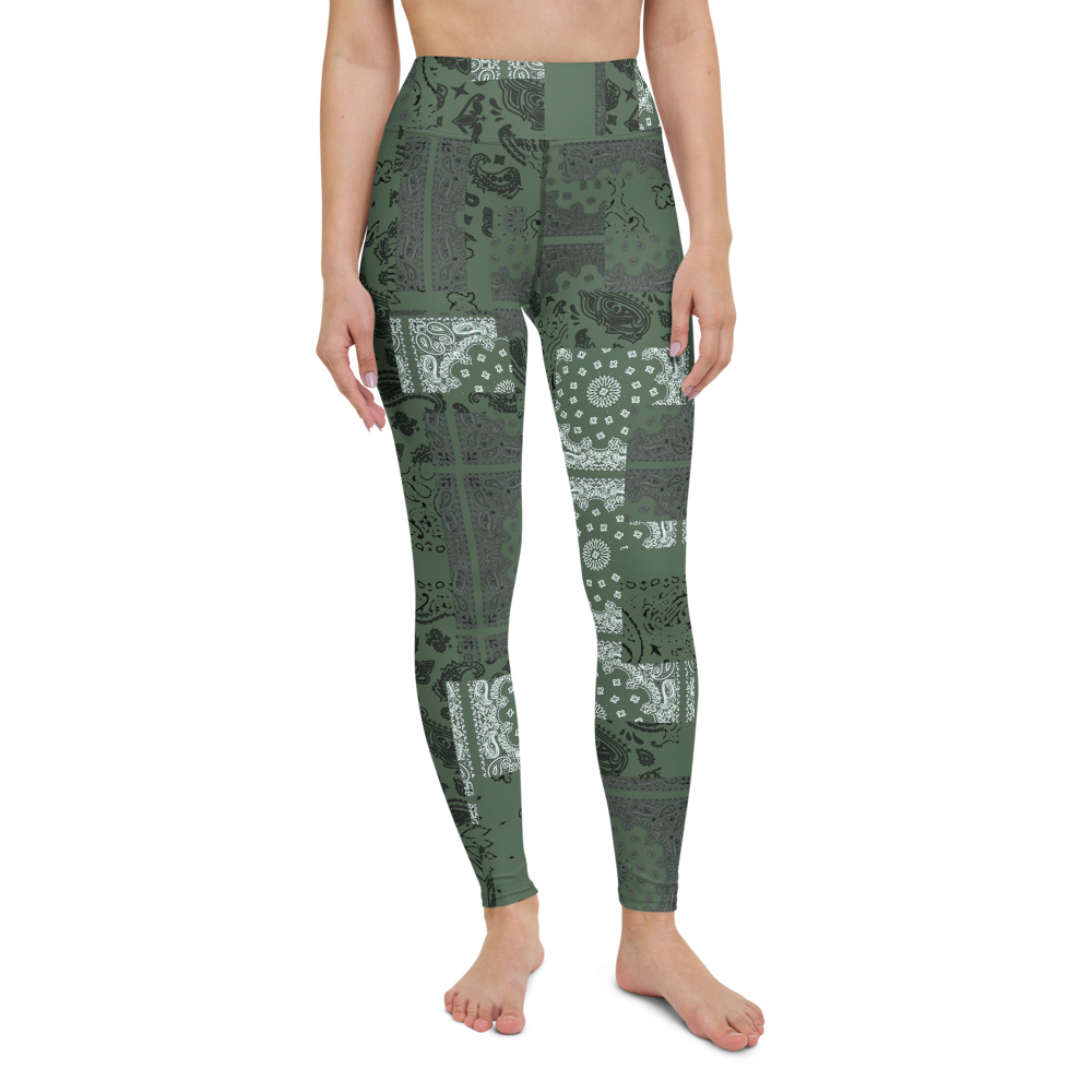 ROYAL ICONIC. | Patchwork Bandana Yoga Leggings Martini Olive