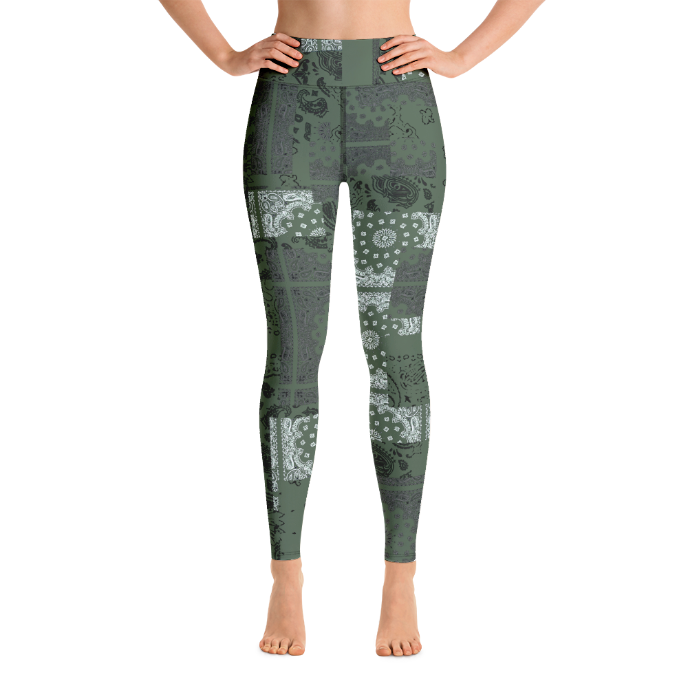 ROYAL ICONIC. | Patchwork Bandana Yoga Leggings Martini Olive