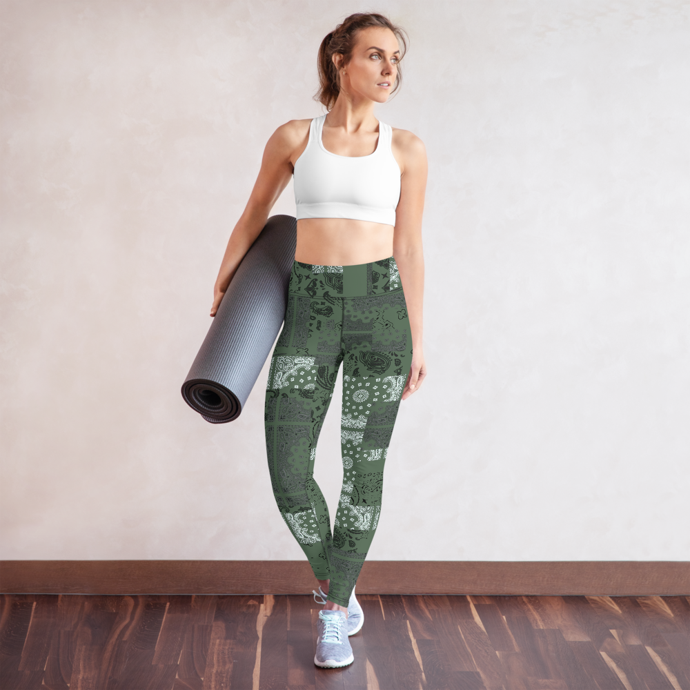 ROYAL ICONIC. | Patchwork Bandana Yoga Leggings Martini Olive