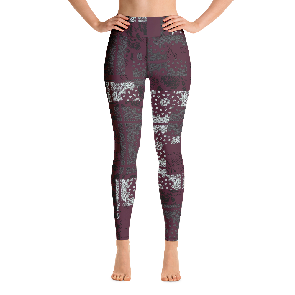ROYAL ICONIC. | Patchwork Bandana Yoga Leggings Moscato Wine Burgundy