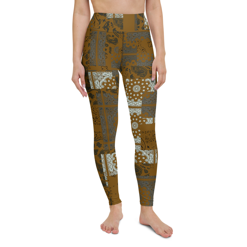 ROYAL ICONIC. | Patchwork Bandana Yoga Leggings Honey Mustard Gold