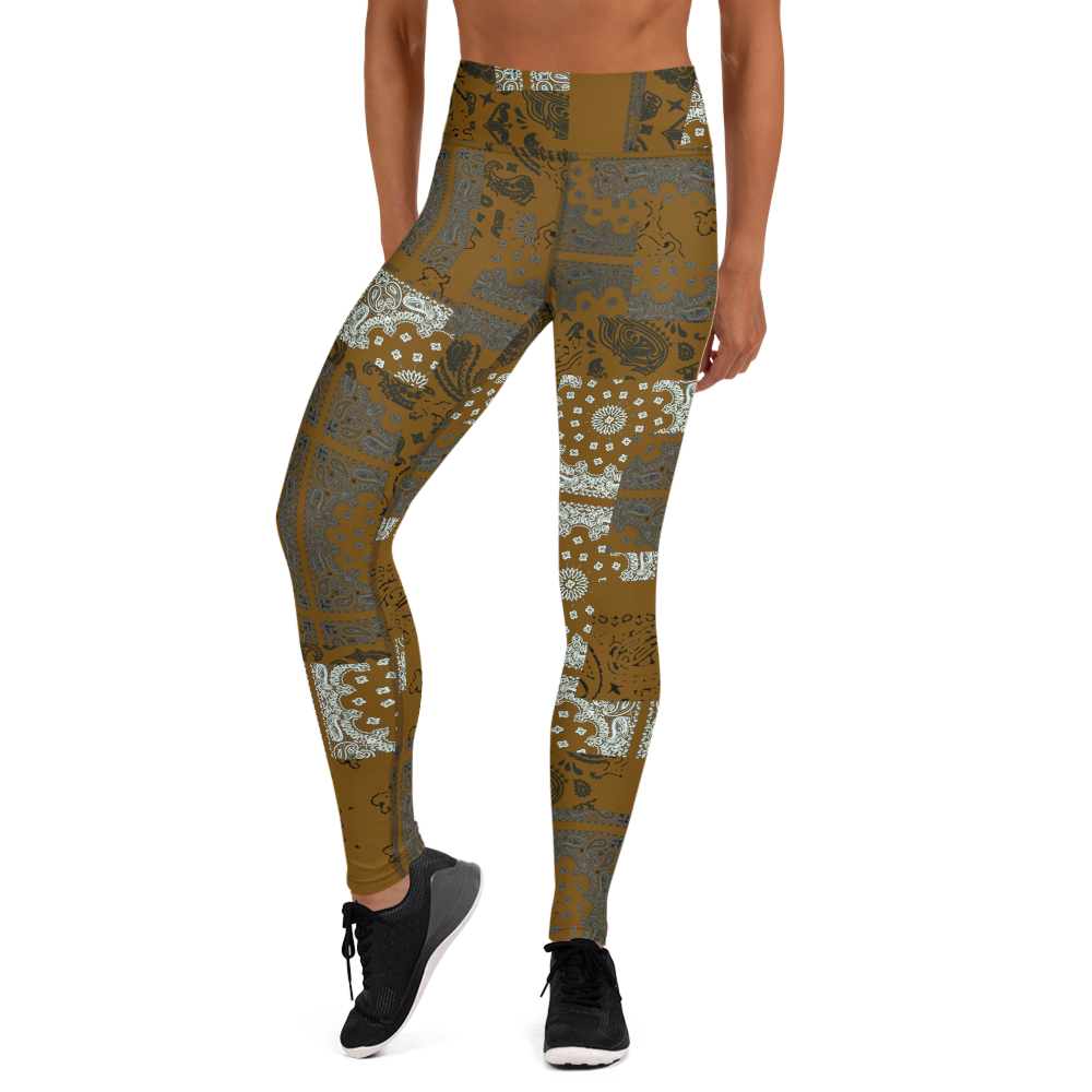 ROYAL ICONIC. | Patchwork Bandana Yoga Leggings Honey Mustard Gold