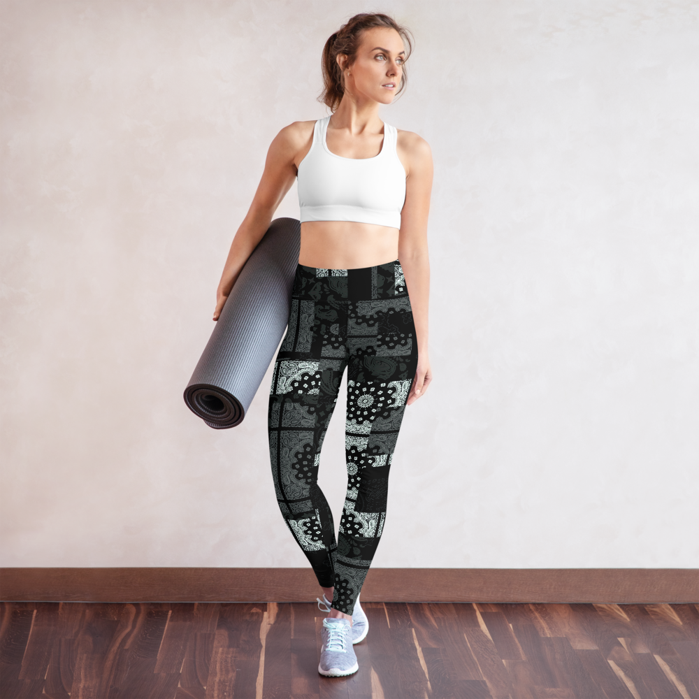 ROYAL ICONIC. | Patchwork Bandana Yoga Leggings Monochome Black N' White