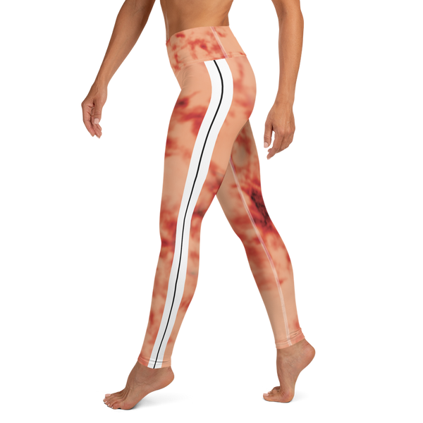 CRXWN | Royal Urban Resort | Trippy Drippy Bleach Acid Wash with Malibu Stripe Yoga Leggings 700 Sun Pink Meat