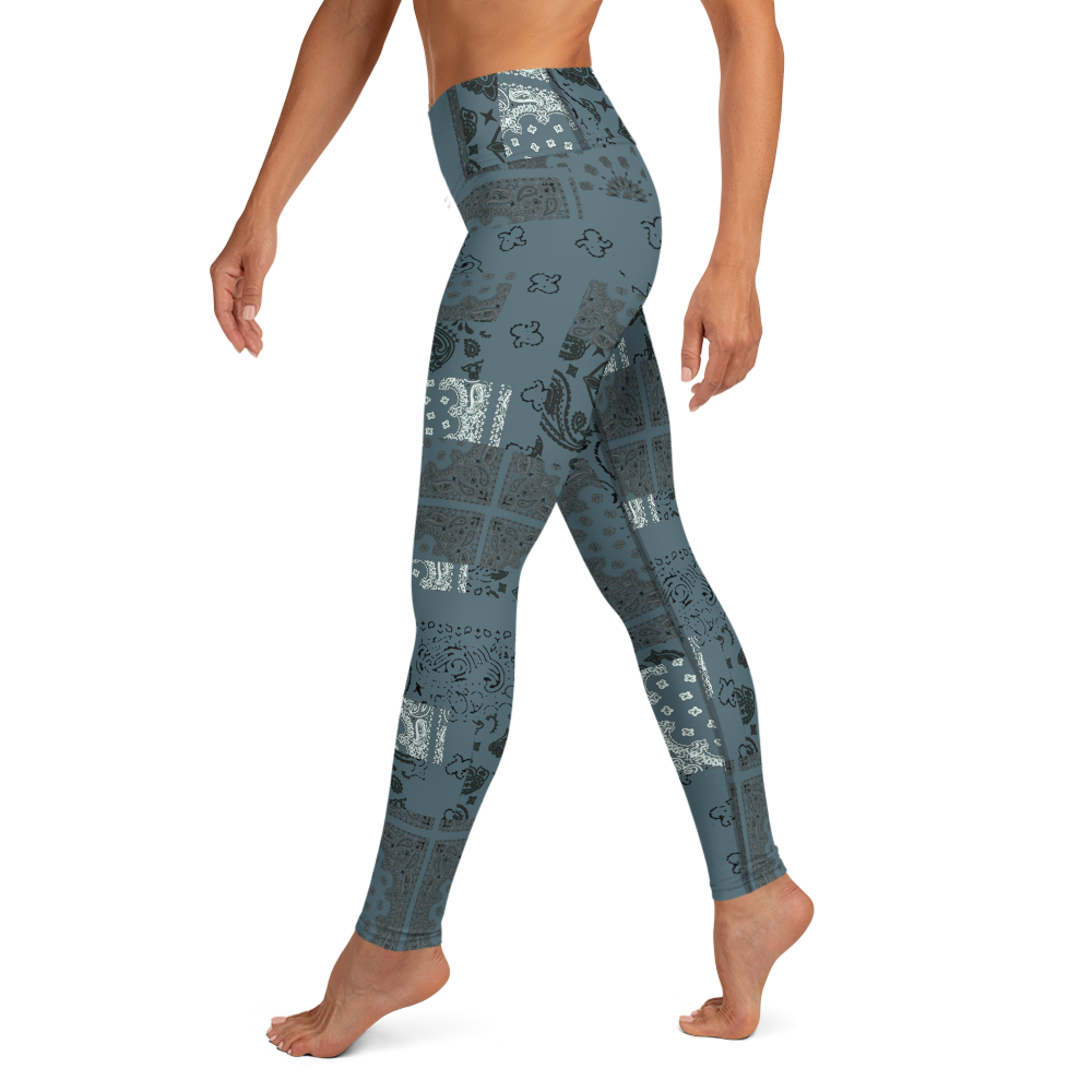 ROYAL ICONIC. | Patchwork Bandana Yoga Leggings Cool Metal Blue