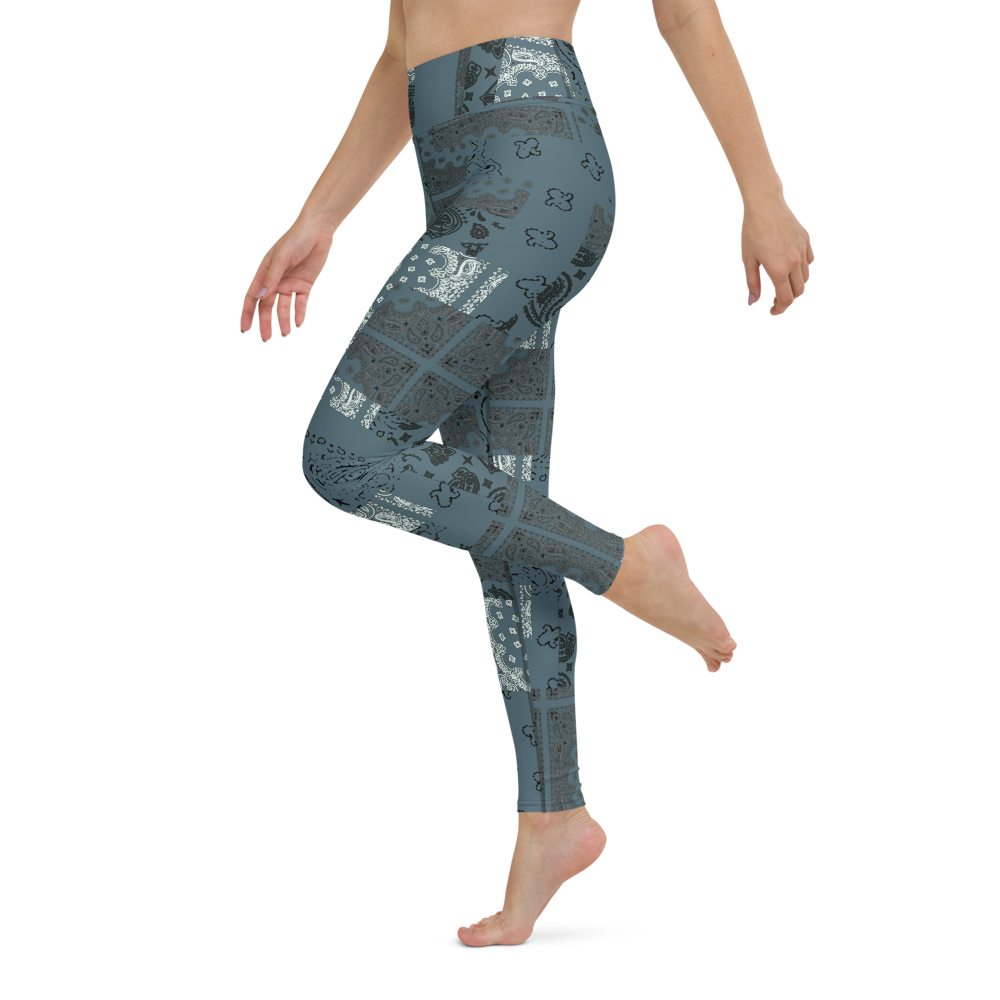 ROYAL ICONIC. | Patchwork Bandana Yoga Leggings Cool Metal Blue