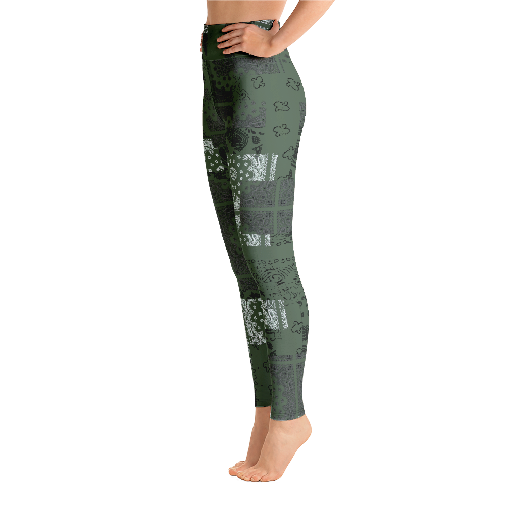 ROYAL ICONIC. | Patchwork Bandana Yoga Leggings Martini Olive