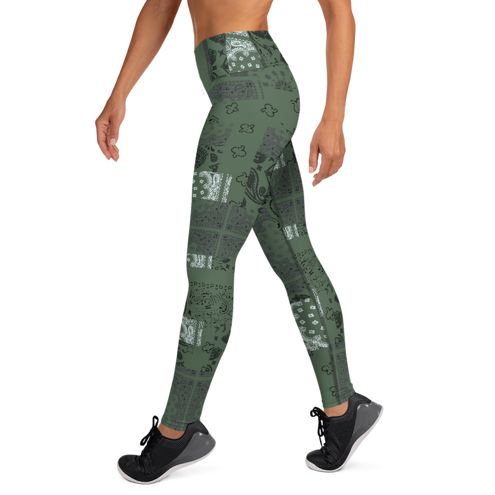 ROYAL ICONIC. | Patchwork Bandana Yoga Leggings Martini Olive
