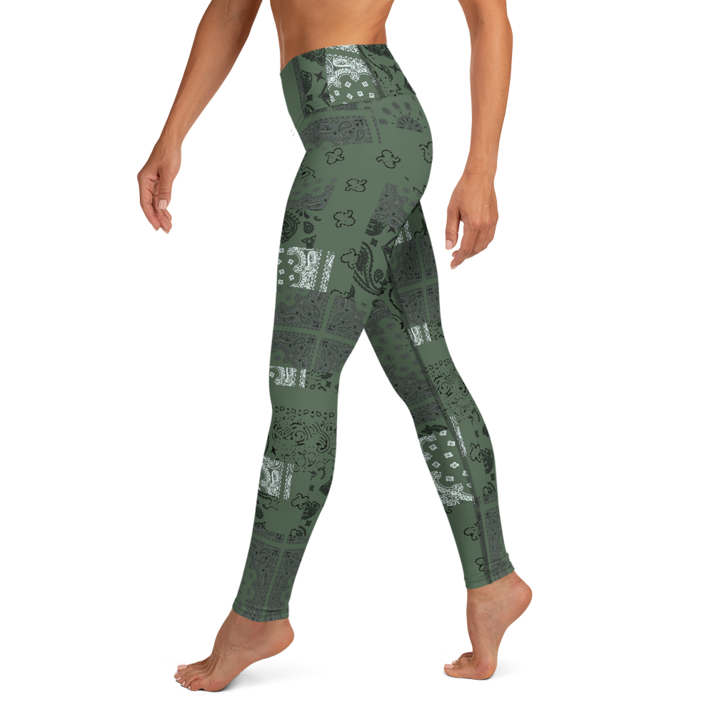 ROYAL ICONIC. | Patchwork Bandana Yoga Leggings Martini Olive
