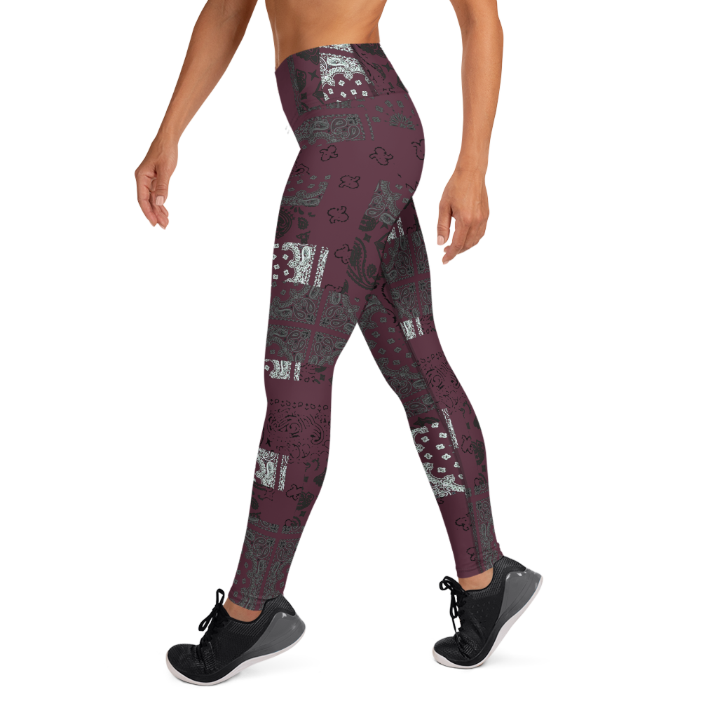 ROYAL ICONIC. | Patchwork Bandana Yoga Leggings Moscato Wine Burgundy