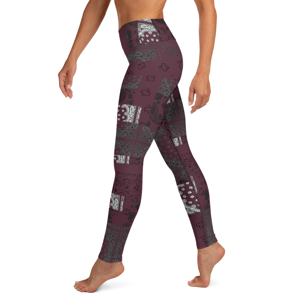 ROYAL ICONIC. | Patchwork Bandana Yoga Leggings Moscato Wine Burgundy