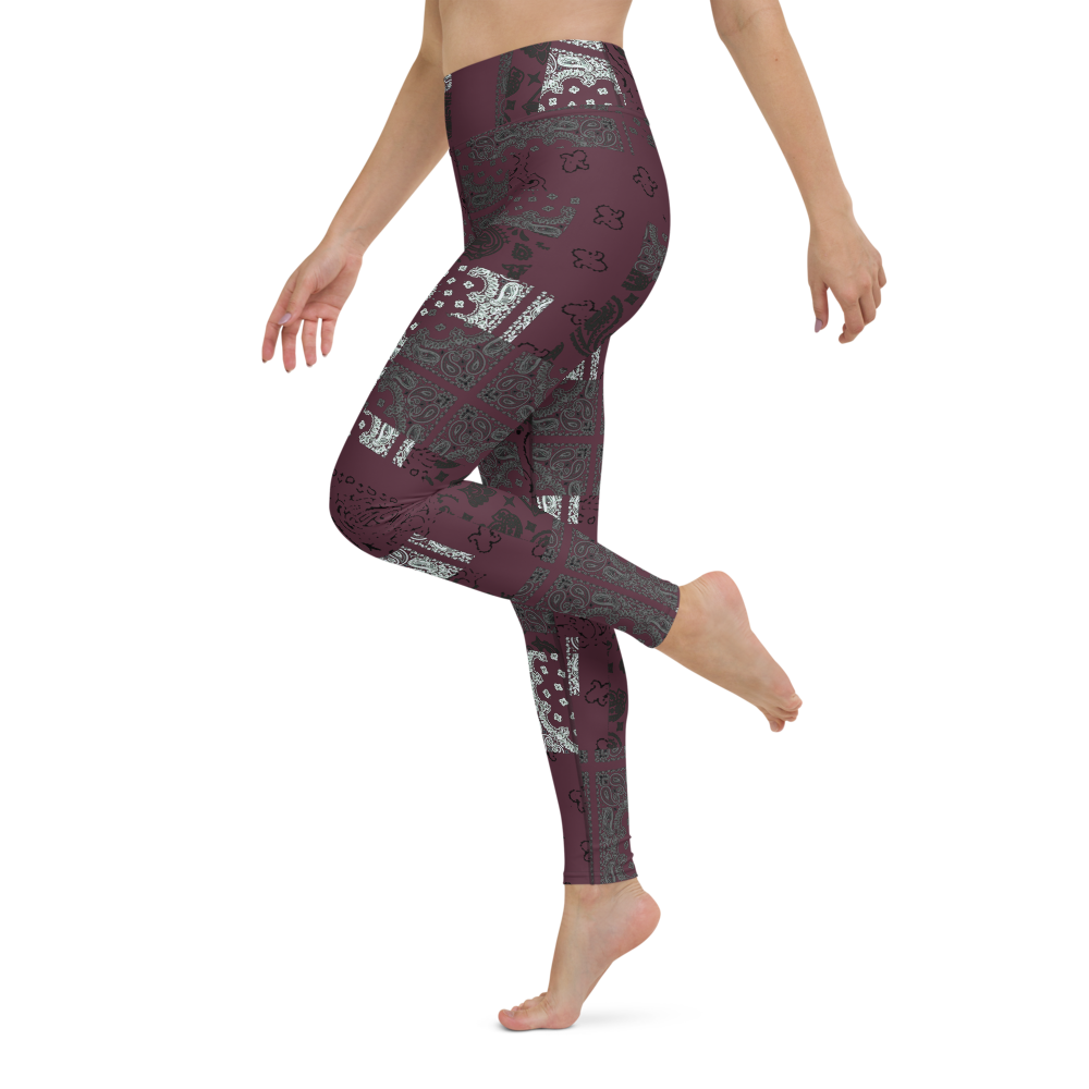 ROYAL ICONIC. | Patchwork Bandana Yoga Leggings Moscato Wine Burgundy