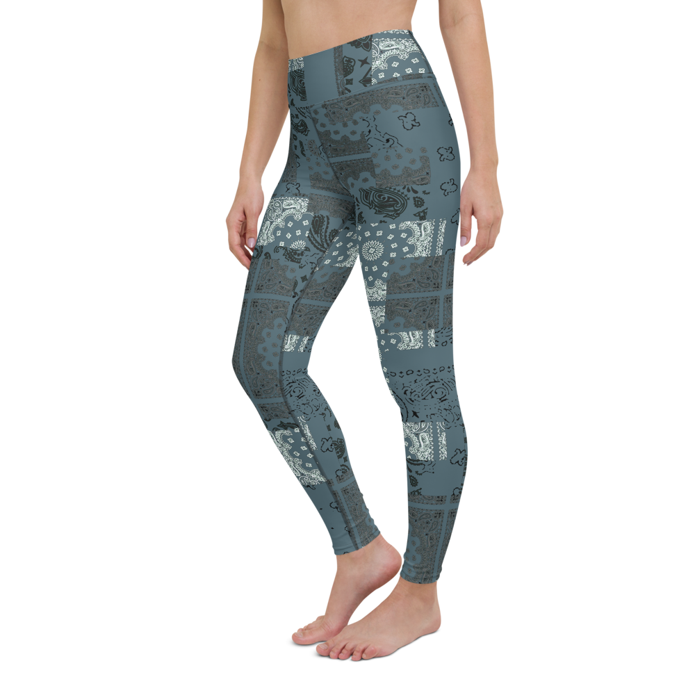 ROYAL ICONIC. | Patchwork Bandana Yoga Leggings Cool Metal Blue