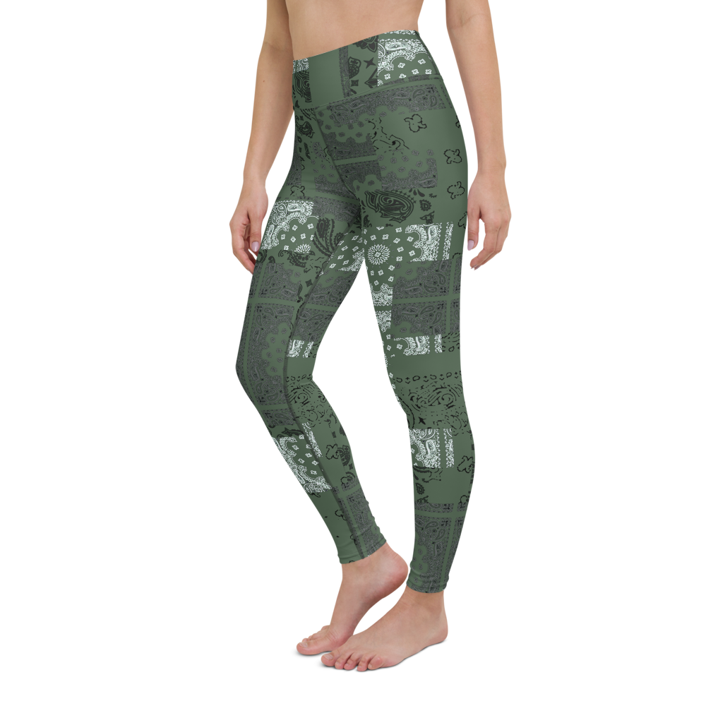 ROYAL ICONIC. | Patchwork Bandana Yoga Leggings Martini Olive