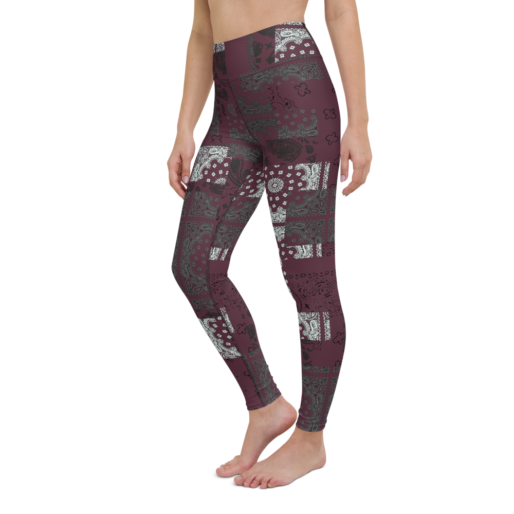 ROYAL ICONIC. | Patchwork Bandana Yoga Leggings Moscato Wine Burgundy