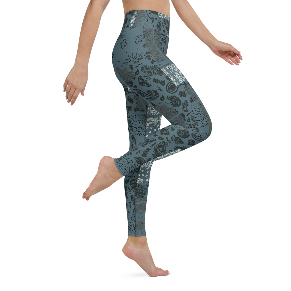 ROYAL ICONIC. | Patchwork Bandana Yoga Leggings Cool Metal Blue