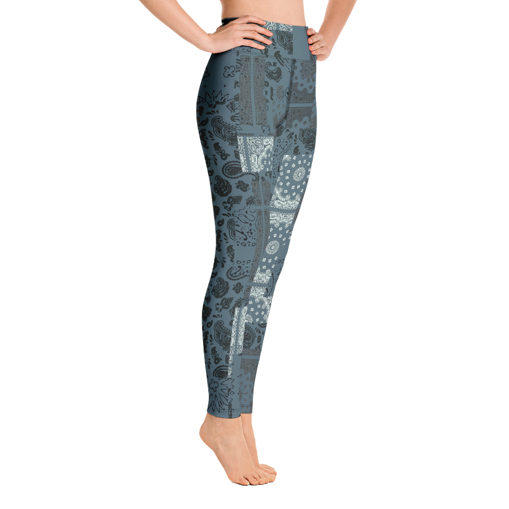 ROYAL ICONIC. | Patchwork Bandana Yoga Leggings Cool Metal Blue
