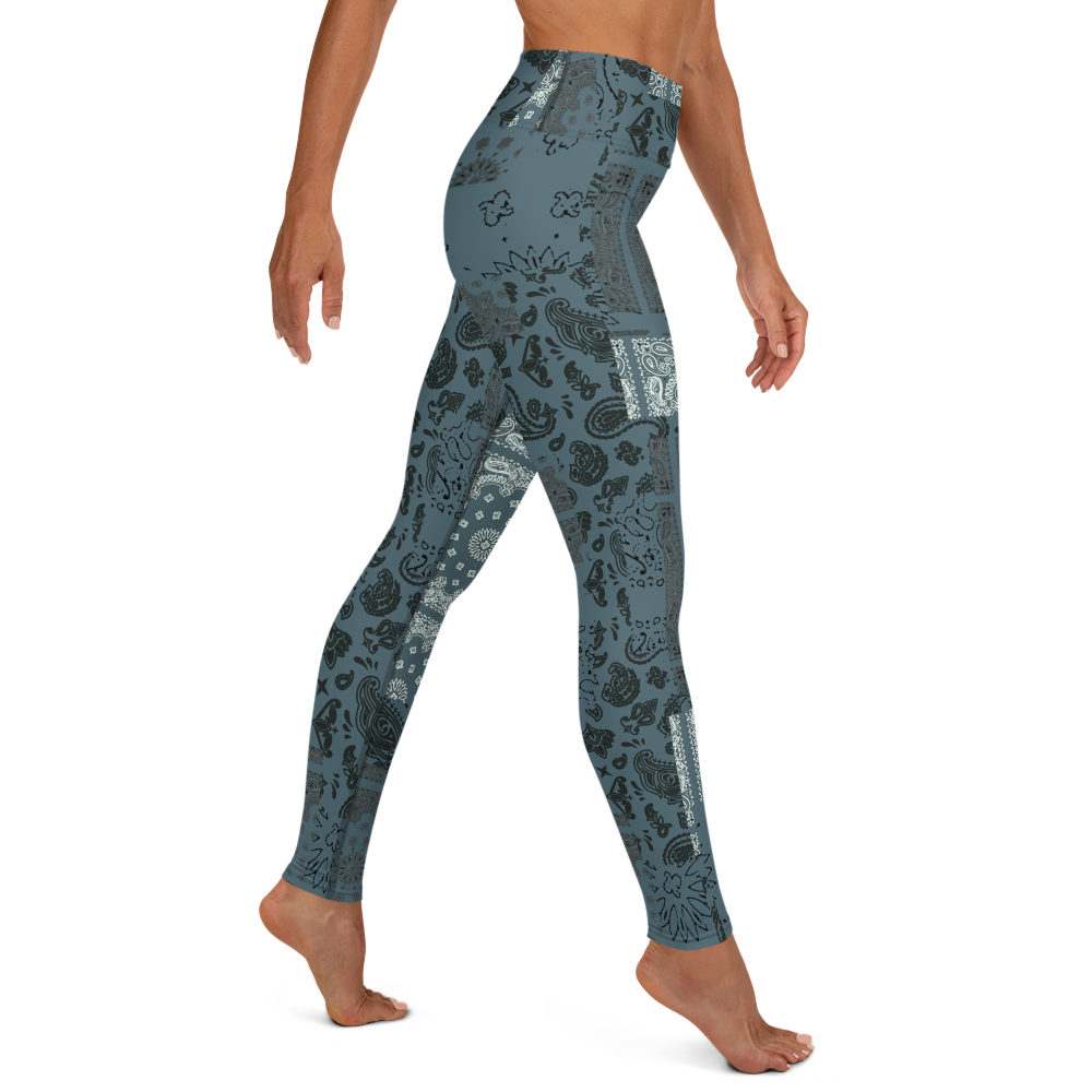 ROYAL ICONIC. | Patchwork Bandana Yoga Leggings Cool Metal Blue
