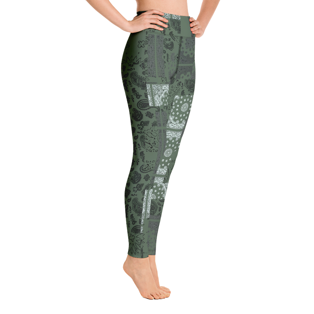 ROYAL ICONIC. | Patchwork Bandana Yoga Leggings Martini Olive
