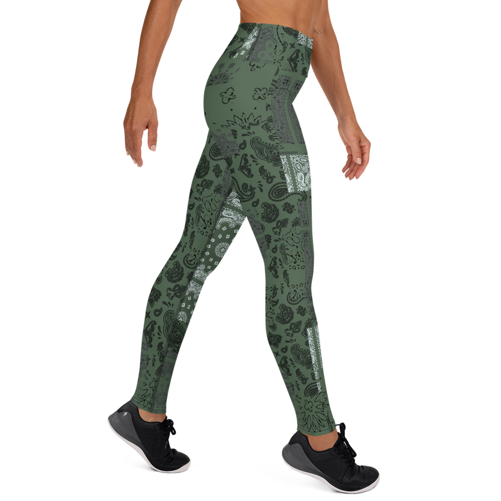 ROYAL ICONIC. | Patchwork Bandana Yoga Leggings Martini Olive