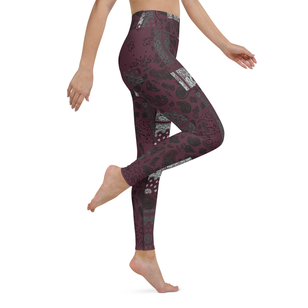 ROYAL ICONIC. | Patchwork Bandana Yoga Leggings Moscato Wine Burgundy