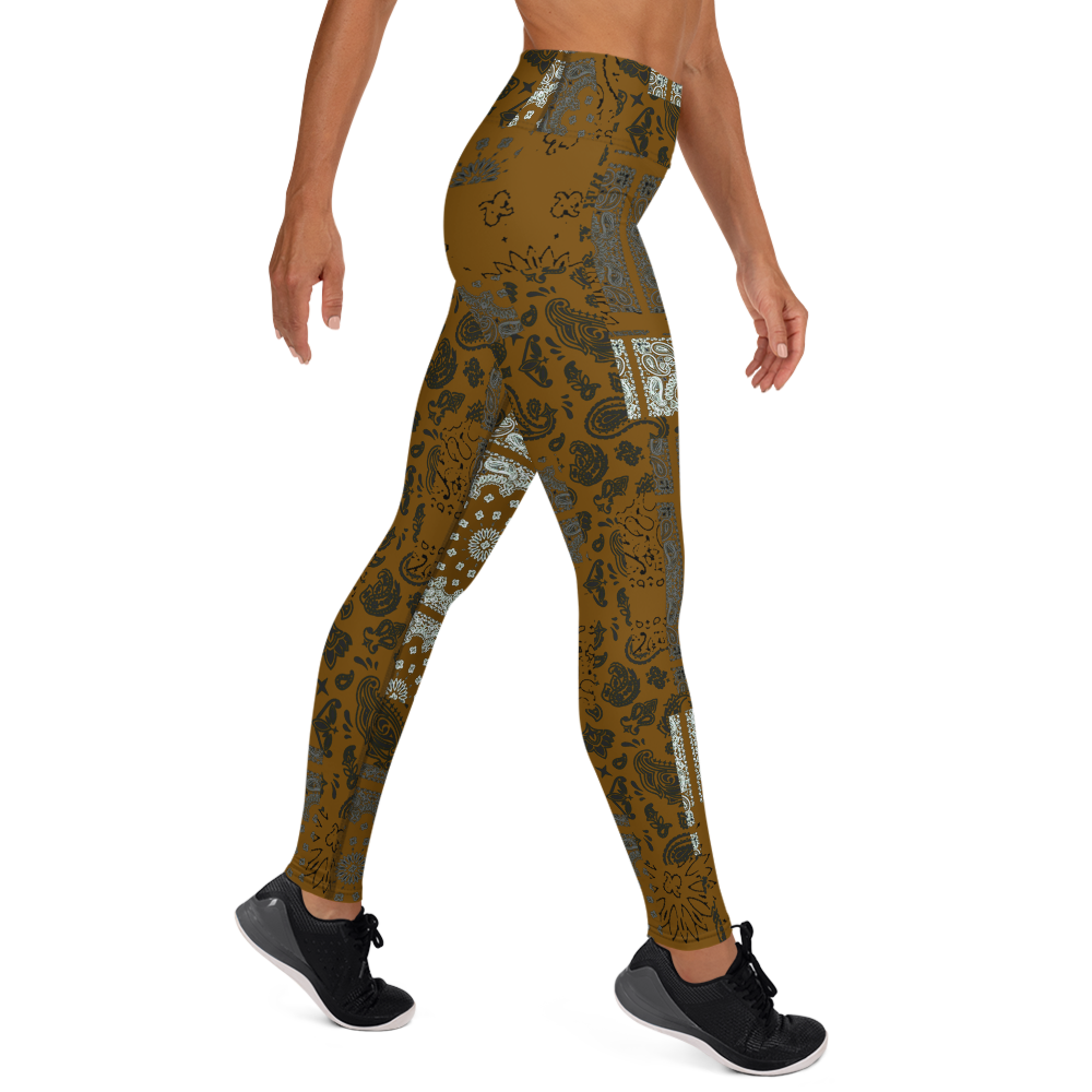 ROYAL ICONIC. | Patchwork Bandana Yoga Leggings Honey Mustard Gold