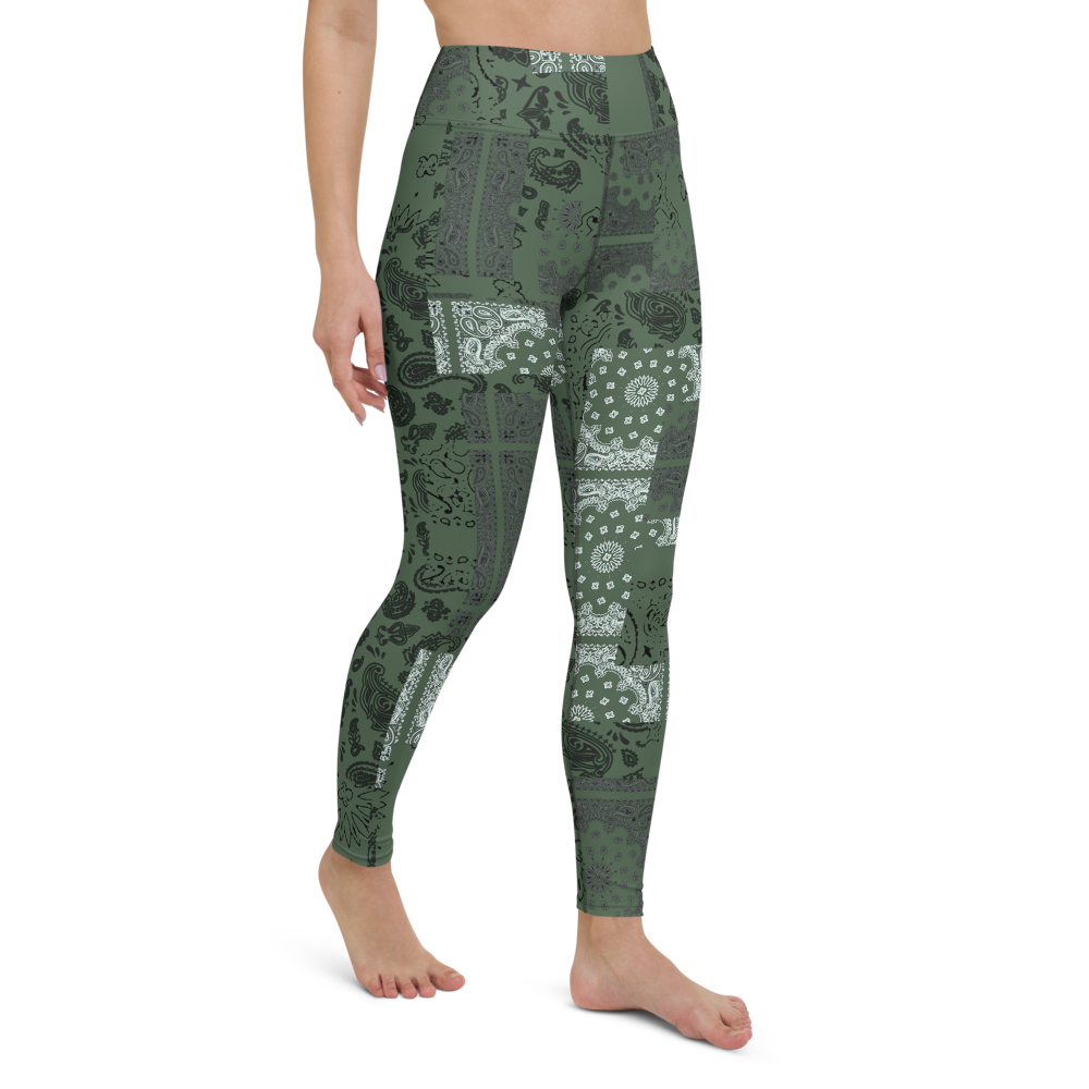 ROYAL ICONIC. | Patchwork Bandana Yoga Leggings Martini Olive