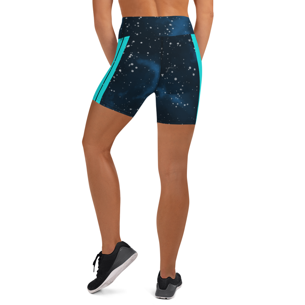 ROYAL ICONIC | Acid Wash Bleach Dye Galaxy Tie Dye Biking Shorts Malibu Side Stripe BLUE & Teal
