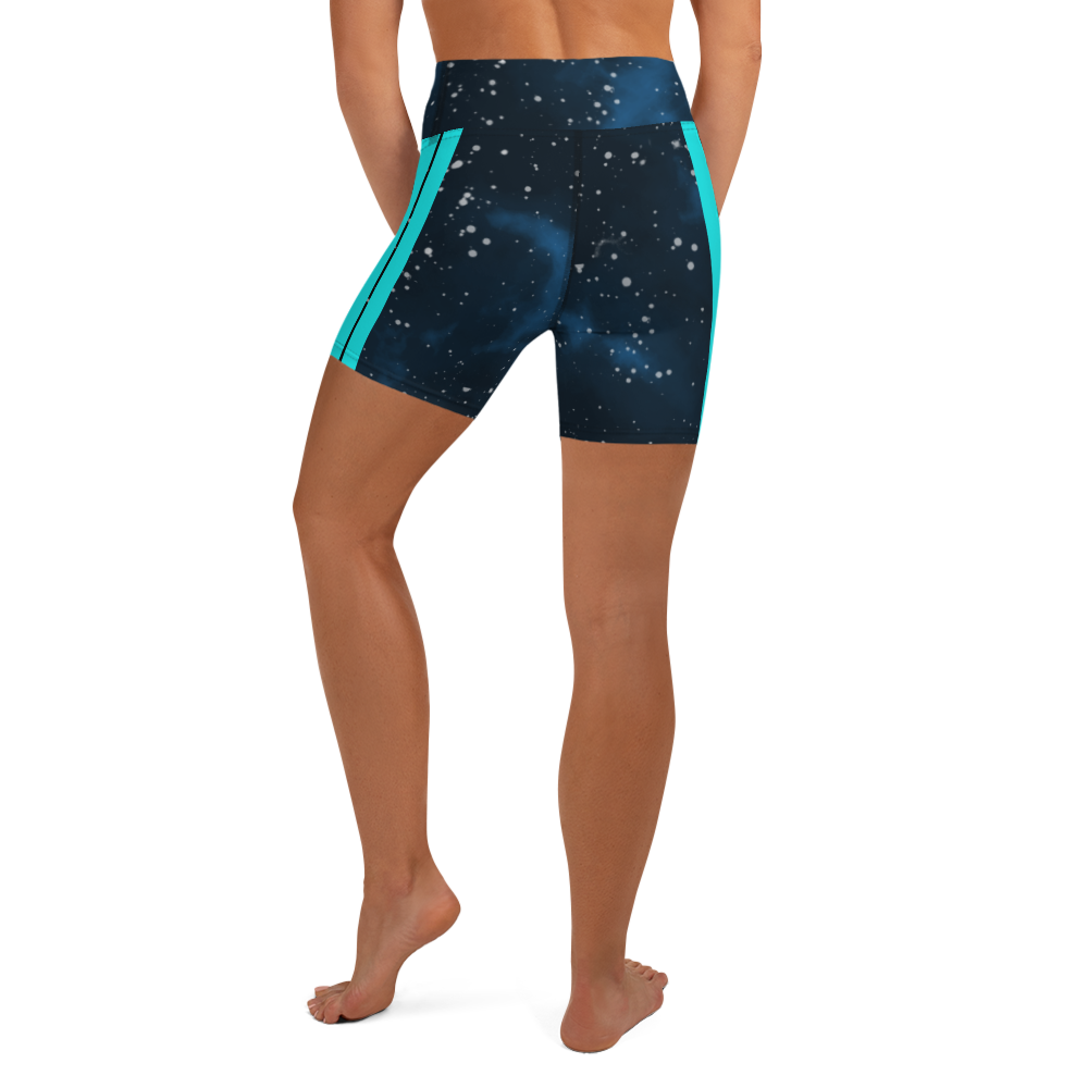 ROYAL ICONIC | Acid Wash Bleach Dye Galaxy Tie Dye Biking Shorts Malibu Side Stripe BLUE & Teal
