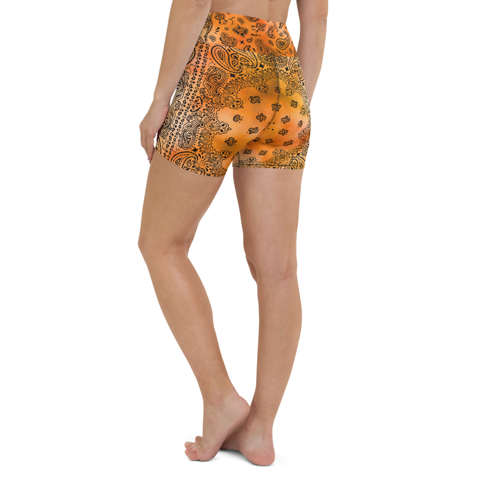 ROYAL ICONIC | OG Candy Bandana Tie Dye Paisley Cloud Dye Biking Shorts Set Gold Sienna Orange