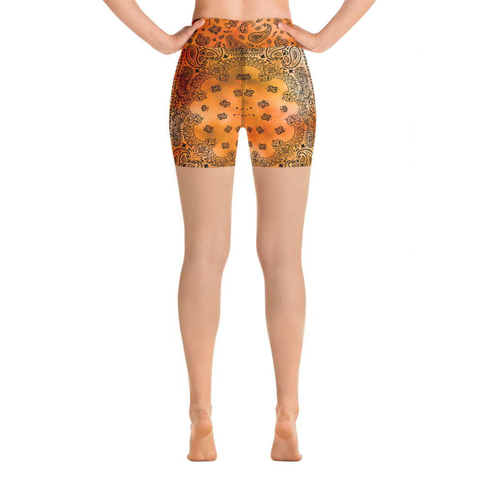 ROYAL ICONIC | OG Candy Bandana Tie Dye Paisley Cloud Dye Biking Shorts Set Gold Sienna Orange